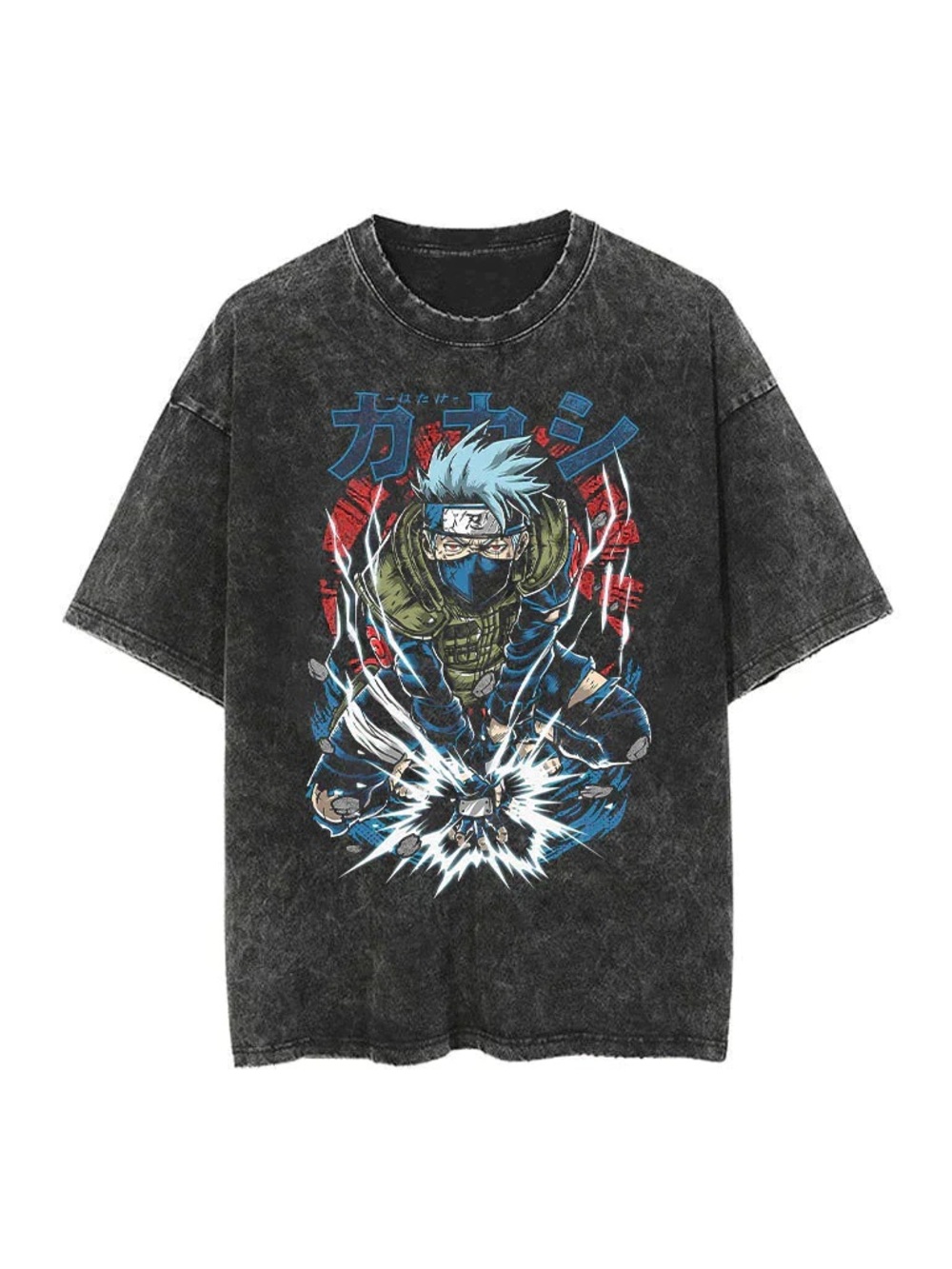 Hokuro Unisex Kakashi Vintage Oversize Cotton Tee Size Medium